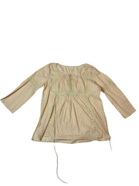 Plenty Tracy Reese Boho Peasant Blouse Lace Cotton Babydoll Top Romantic